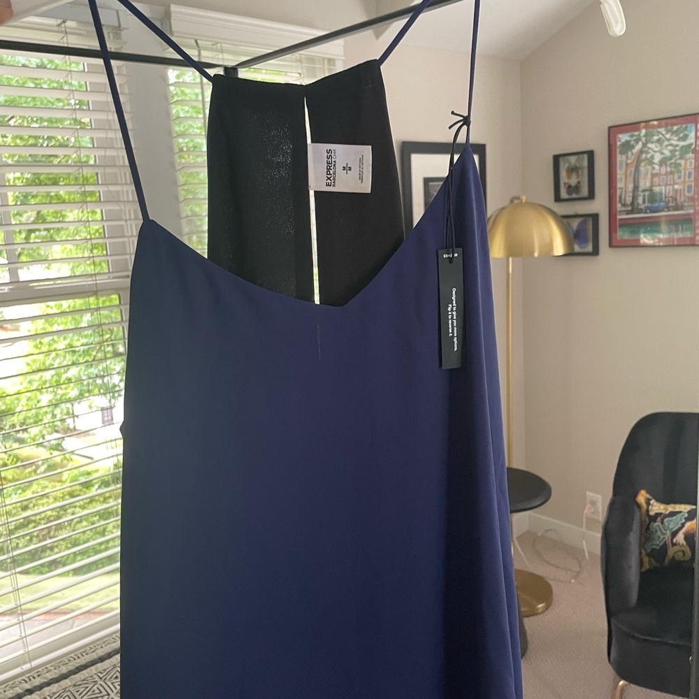 Express Navy Blue Spaghetti Strap Slip Dress